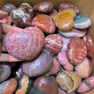 China High Quality Polished Europe Heart Ocean Jasper Crystal Natural Gemstones Healing Quartz for sale