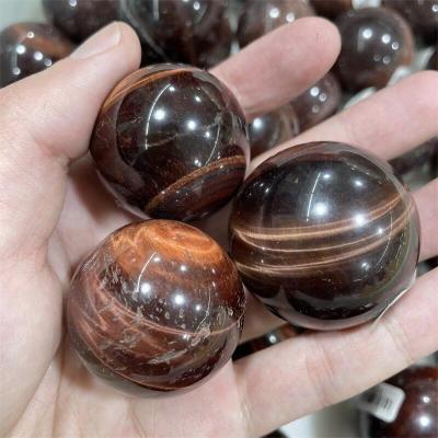 China Europe Wholesale High Quality People Polished Tiger Eye Stone Crystal Sphere Red for sale