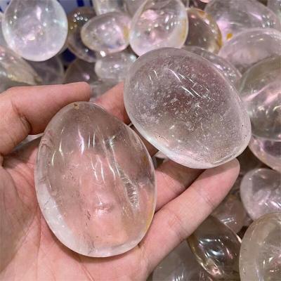 China Wholesale High Quality Natural Stone Crystal Angel Aura Clear Quartz Palm Gemstone Healing From Europe for sale