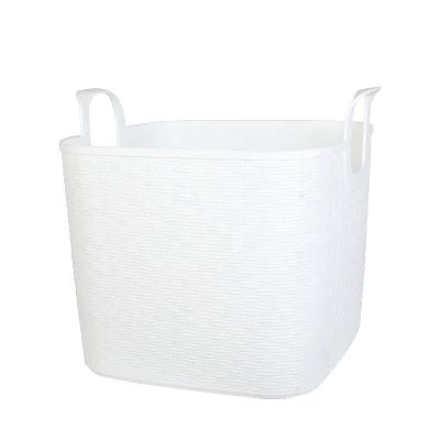 China Durable Large Rectangle Hamper Box Customized Dirty White PE OEM Logo Plastic Storage Clothing Laundry Hamper Factory Wholesale for sale