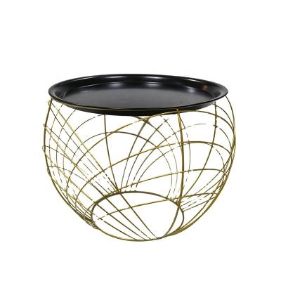 China Morden New Large Living Room Hollow-out Living Room Coffee Table 2021 Home Bedside Table Gold Black Customize Wire Storage Baskets for sale