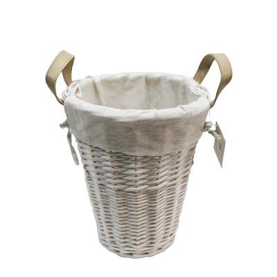 China Viable Woven Boxes Cotton Lining Handled Basket Bread Food Home Storage Wicker Baskets Manufacturer Customized White Color Small Size for sale