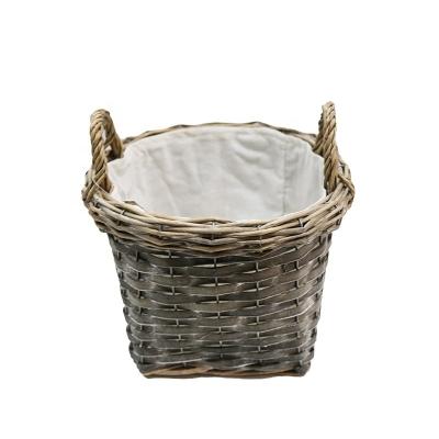 China Home Woven Basket Willow With Lining Organizer Customized Small Size Viable Food Bread Handle Boxes Use Decorated Wicker Basket Storage for sale