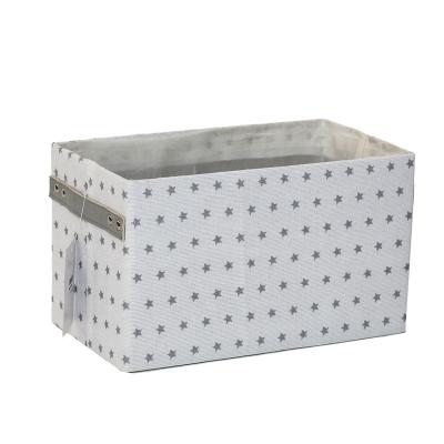 China Viable Cloth Canvas Collapsible Box Customized Toys Factory Wholesale Durable Star Pattern Foldable Cloth Storage Box for sale