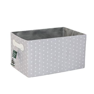 China Viable Cloth Storage Box Handle Rectangle Star Printing Customized Durable Organizer Closet Wardrobe Canvas Storage Boxes Foldable for sale