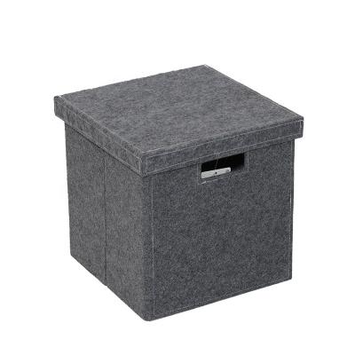 China Home Storages Portable Cloth Viable Foldable Storage Box Organizer Dustproof Durable Thicken Cloth Folding Felt Box With Lid for sale