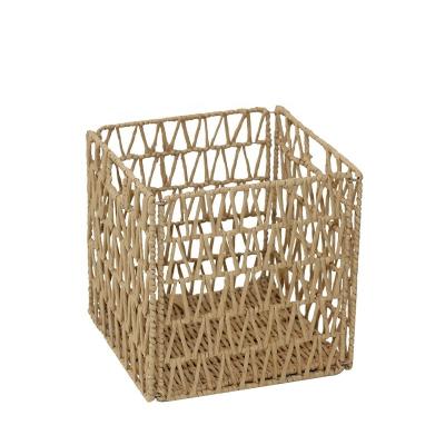 China Viable Woven Storage Box Home Organizer for Clothing Toys Accessories Hang Tag Custom Iron Wire Baskets Cube Rope Paper Basket for sale