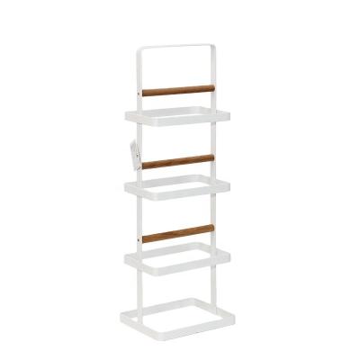 China Custom 3 Tiers Adjustable Shoe Rack System Black White Color With Metal Wood Iron Household Storage Space Saving Shoe Hanging Racks for sale