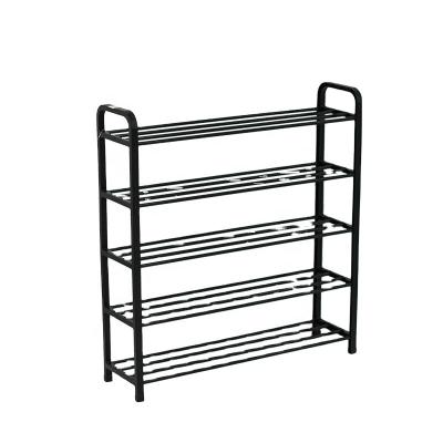 China (Size)Adjustable Black Single Shoe Racks Storage Home Lounge Customized Factory Wholesale OEM Assembly Five-Layer Shoe Rack 2021 New for sale