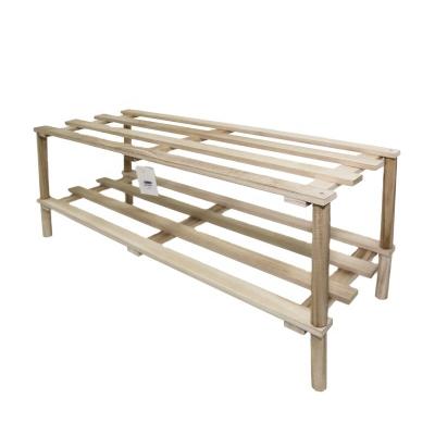 China Sustainable Factory Customized Living Room Home Wholesale Furniture Shoe Storage Organizer Eco-friendly Pine Wood 2 Tiers Shoes Rack for sale