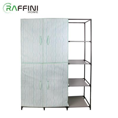 China Durable Cost Price Two Doors Blue Color Non-woven+Iron Closet Organizer Storage for sale