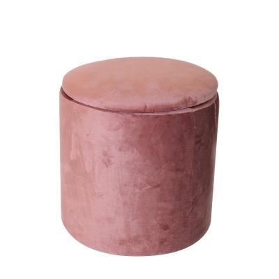 China Removable Cover Ottoman Storage Round Solid Color Factory Wholesale OEM Custom Living Room Decorated Ottoman Stool Super Soft Suede Stool for sale