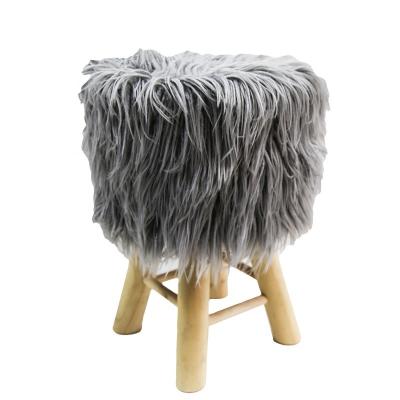 China Removable Cover Mini Chairs Customize Factory OEM Decorative Wooden Stools For Kids Children Home Use Removable Cover Velvet Fur Ottoman Pouf for sale