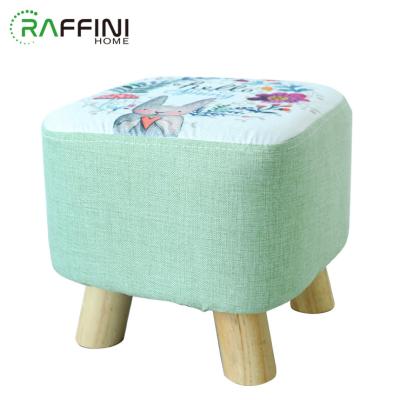 China Durable Family Use Colorful Pattern Printed Plywood+Linen+Non-woven Ottoman Stool for sale