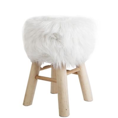 China Durable Ottoman Chairs New Modern Ins Stools Salon Decorated Queer Ottoman Cost Price White Hair Plywood+Hair Faux Fur Stool for sale