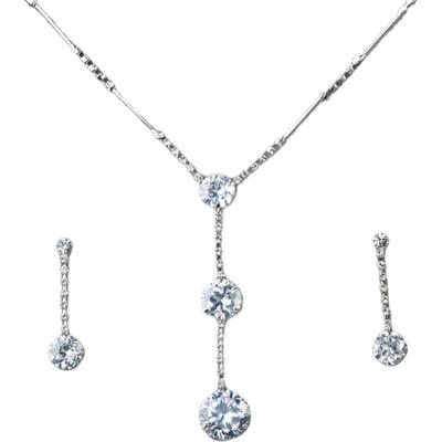 China Vintage Alloy Bridal Diamond Set Zircon Necklace Earrings Set for sale