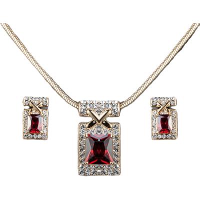 China Vintage Ladies' High End Jewelry Set With Red Zircon Crystal for sale