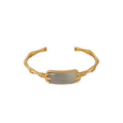 China Hetian Jade Yuyan CLASSIC Purple Bamboo Section Jewelry Vintage Bamboo Leaf Bracelet with 24K Gold Plated for sale