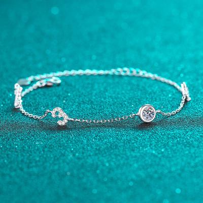 China Vintage 925 Sterling Silver Plated 1314 Mossan pt950 Women's Bracelet for sale