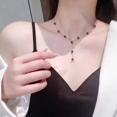 China 18K Gold Plated Copper Plated Women's Necklace Zircon Ball Clay Wind Necklace Lightweight Luxury Pendant TRENDY for sale