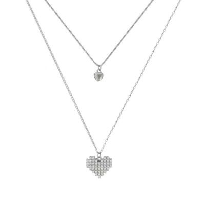 China 2022 New Cute Light Luxury Soft Exquisite Clavicle Chain Diamond Double-Layer Instant Love Heart Necklace for sale