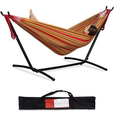 China Modern Outdoor Canvas Fabric Hammock Camping Hammock Swing Double Hammock With Stand for sale