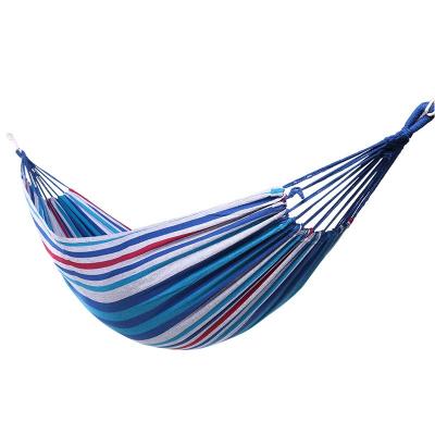 China Colorful Folding Camping Hammock Adult Portable Outdoor Swing Barred Knit Thick Canvas Hang Bed Hammocks for sale