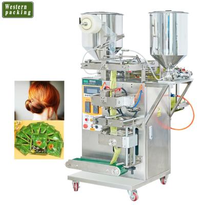 China Double Food Shampoo Sachet Packaging Machine Material/Black Hair Hair Dye Shampoo Packing Machine for sale