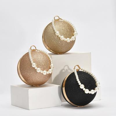 China 2023 new fashion PU pearl bag round ball bag customization exquisite oblique oblique makeup portable women's dinner bag for sale