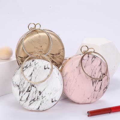 China 2023 New Round PU Cheongsam Bag Single Shoulder Cross - Portable Polarized Body Dinner Bag Marble Makeup Bag Customization Wholesale for sale