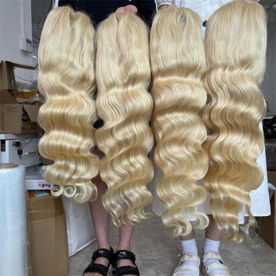 China Straight 613 Wig Hair Wigs For Women Glueless Pre Plucked Transparent Honey Blonde Lace Front Wig 30 Inches for sale