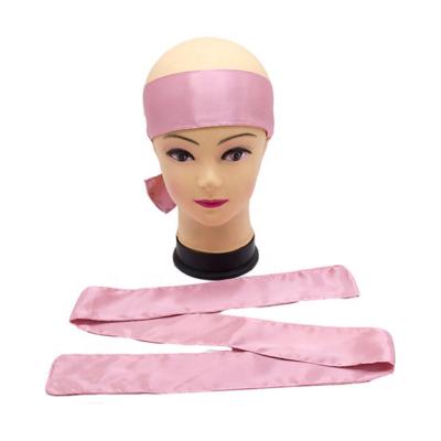 China Factory Price Silky Straight Wave in Pink Running Red Black Peach Silver Colored Hair Band Customized Logo Silk Wraps Beanies for sale