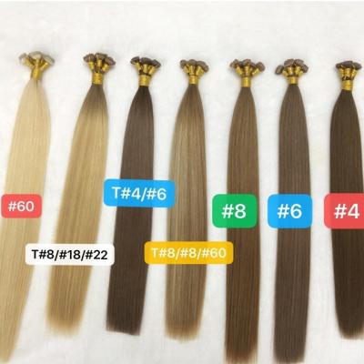 China Straight Drawn 20 Inch Double Drawn Virgin Hair Extensions #60 And #613 i Tip Russian Hair for sale