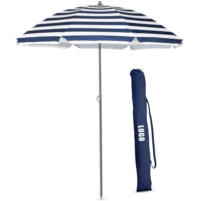 China Wholesale Cheap Summer 1.8m Blue and White Striped Outdoor Umbrellas High Quality Windproof Beach Parasol Garden Umbrella with Tilt Mechanism for sale