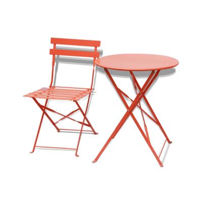 China 2021 Picnic Folding Table Chair Wrought Iron Leisure Table Chair Eco-friendly Outdoor Portable Garden Cafe Dining Table for sale