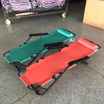 China Recliner Eco-friendly Outdoor Bed Cushion Steel Pipe Camping Leisure Chair Beach Folding Summer Lunch Break Lazy Chair for sale