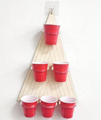 China Beer Stand Wooden Triangle Game Glass Game Beer Pong Throwing Set for sale