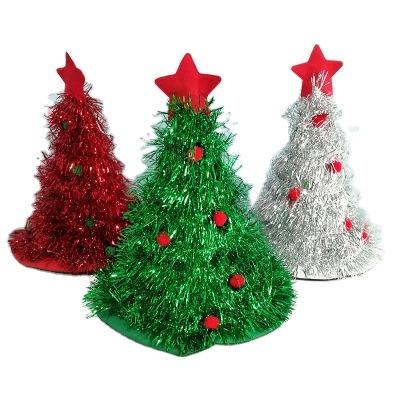 China Decorations Straw Hat Party Costume Props Green Christamas Home Decoration Christmas Tree Hats for sale