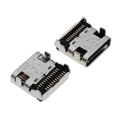 China PCB USB 4.0 Type C Port 24P Female USB Type C Connector with Body Length 8.17mm CH=1.57mm Shell Tail 0.6mm High Metal DIP PIN 40Gbps for sale