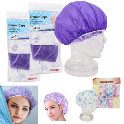 China Pastoral Waterproof Disposable Shower Caps Plastic Hair Bath Covers Shower Caps Bulk For Women Hair Salon Home Use Item for sale