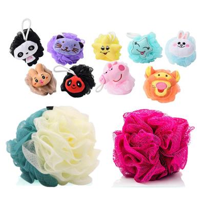 China Custom Body Logo Assorted Colors Bath Sponge Shower Mesh Exfoliating Sponge Loofah Shower Sponge Bath Ball for sale