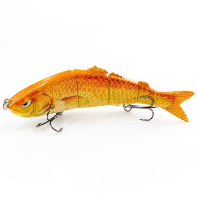 China Realistic ABS hard plastic factory eyes swimbait joined lures with two low treble hook lures for sale