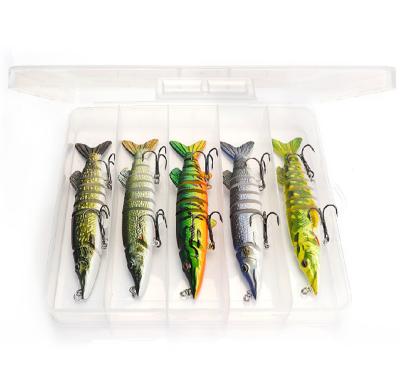 China Vivid Fish Swimming Action 5 In 1 Bait Jointed Pike Fish 9 Swim Box High Quality Segmented Lure Building Set for sale