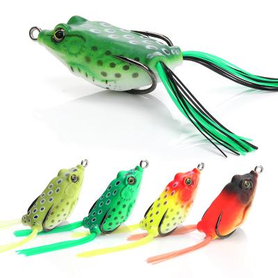 China Outdoor high quality 60mm fishing activity 12.3g skirt fishing soft frog topwater frog lure floating bottom lures for fishing for sale