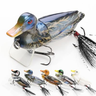 China Fishing Product 10g ABS Hard Plastic 7cm Topwater Jointed Fishing Lures For Bass , Floating Lures Duck Fishing Baits With 2 Hooks for sale