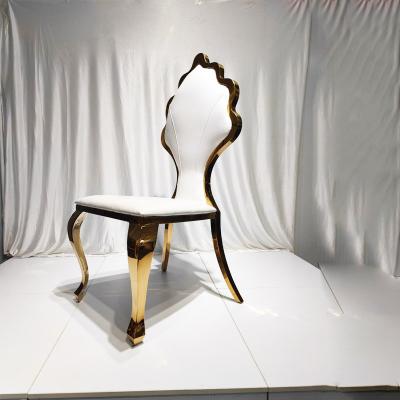 China Modern New Style Low Price Furniture Ceremony Wedding Furniture Chair Gold Stainless Steel Chair For Bride And Groom for sale