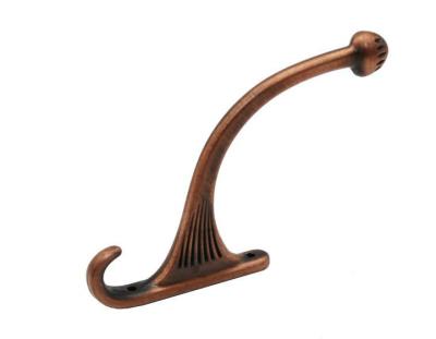 China Red Antique Copper Double Coat Hooks Decorative Wall Hook for sale