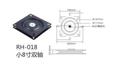 China double-shaft turntable for chair 8 inch furnture swivel plate black color for sale