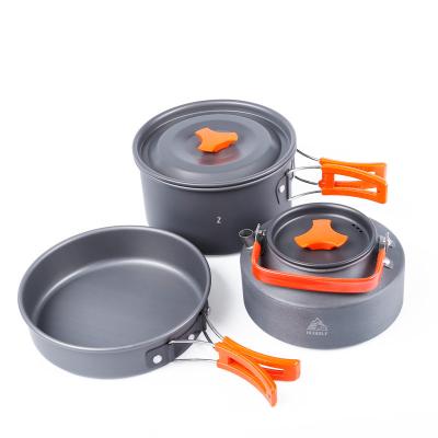 China 2021 Outdoor Pot Picnic Set Cook Pot Outdoor Camping Set 2 3 People Aluminum Alloy Portable Pot Cooking Set Wild Barbecue for sale