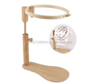 China Embroidery Stretch Hoop Natural Bamboo Wood Embroider 360 Degree Rotation Stand Embroidery Hoop Wooden Cross Stitch Stretch Adjustable Desktop Sights for sale